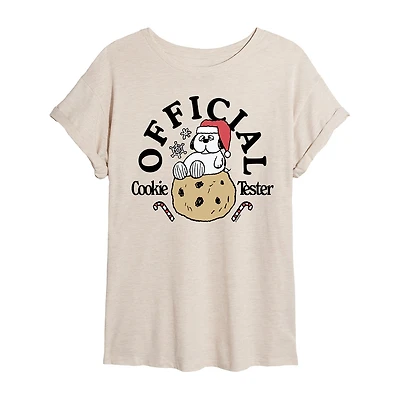 Official Cookie Tester Womens Crew Neck Short Sleeve Regular Fit Snoopy Graphic T-Shirt