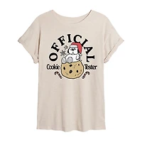 Official Cookie Tester Womens Crew Neck Short Sleeve Regular Fit Snoopy Graphic T-Shirt