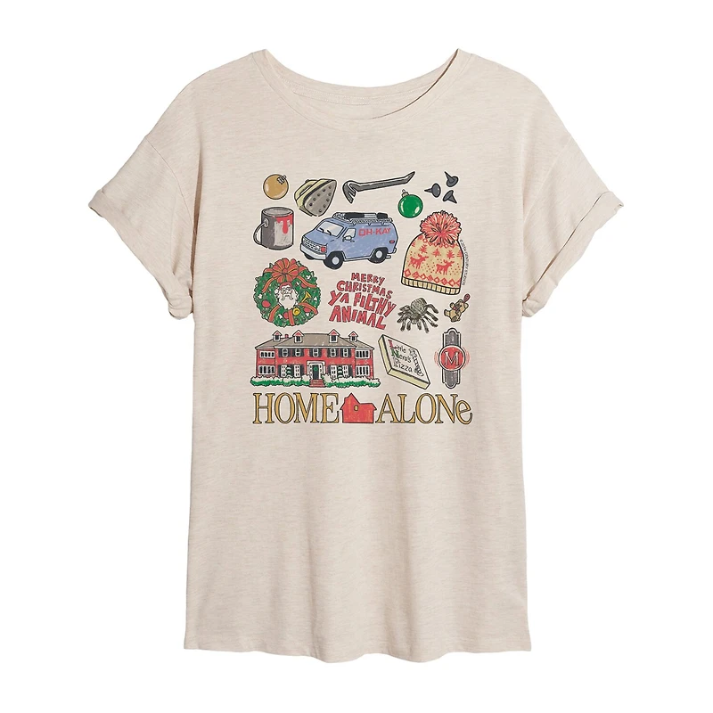 Home Alone Icon Womens Crew Neck Short Sleeve Regular Fit Graphic T-Shirt