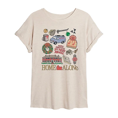 Home Alone Icon Womens Crew Neck Short Sleeve Regular Fit Graphic T-Shirt