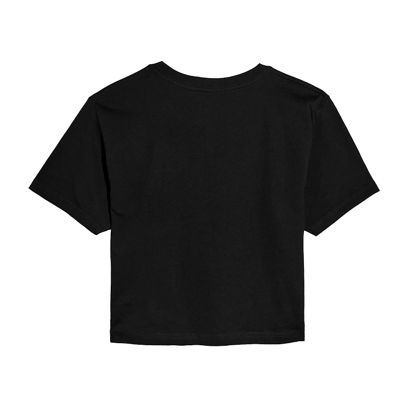 Peanuts Snoopy Cocoa Shoppe Cropped Tee Womens Crew Neck Short Sleeve Graphic T-Shirt