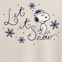 Peanuts Let It Snow Tee Womens Juniors Crew Neck Short Sleeve Regular Fit Snoopy Graphic T-Shirt