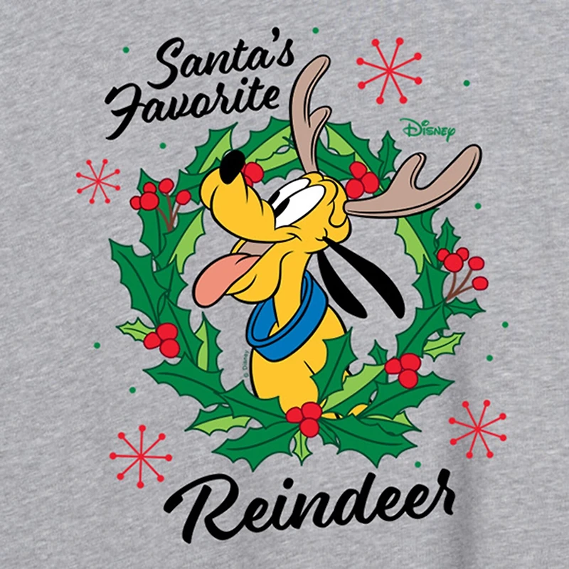 Pluto Reindeer Tee Womens Crew Neck Short Sleeve Graphic T-Shirt