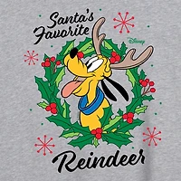 Pluto Reindeer Tee Womens Crew Neck Short Sleeve Graphic T-Shirt