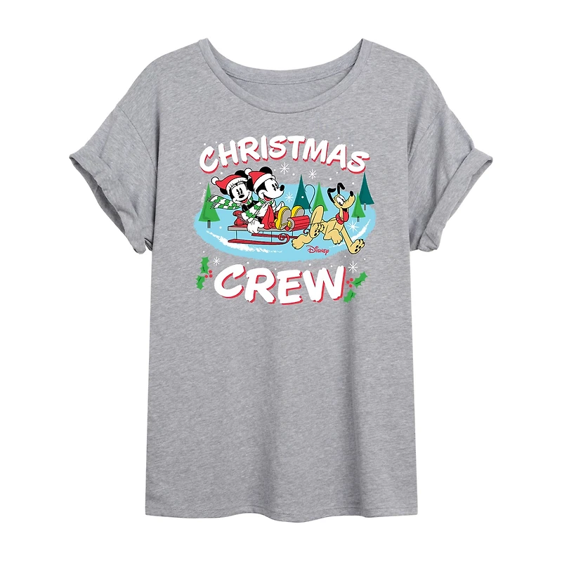 Mickey and Friends Christmas Crew Tee Womens Neck Short Sleeve Graphic T-Shirt