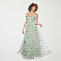 B. Smart Womens Juniors Sweetheart Neck Sleeveless Floral A-Line Dress