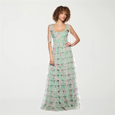B. Smart Womens Juniors Sweetheart Neck Sleeveless Floral A-Line Dress
