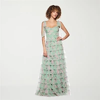 B. Smart Womens Juniors Sweetheart Neck Sleeveless Floral A-Line Dress