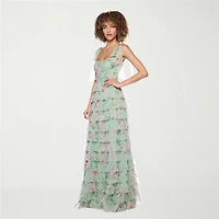 B. Smart Womens Juniors Sweetheart Neck Sleeveless Floral A-Line Dress