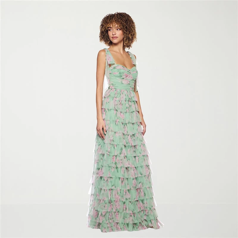 B. Smart Womens Juniors Sweetheart Neck Sleeveless Floral A-Line Dress