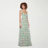 B. Smart Womens Juniors Sweetheart Neck Sleeveless Floral A-Line Dress