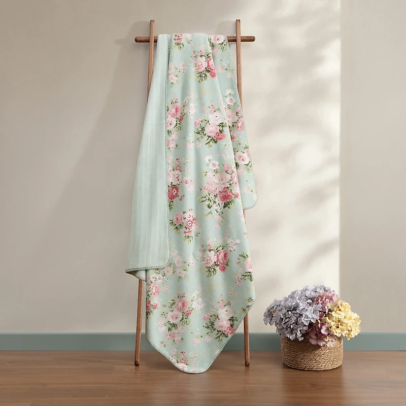 Laura Ashley Reversible Coco Plush Throw