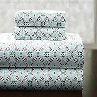 Pointehaven Cotton Heavy Weight 170 GSM Printed Flannel Sheet Set