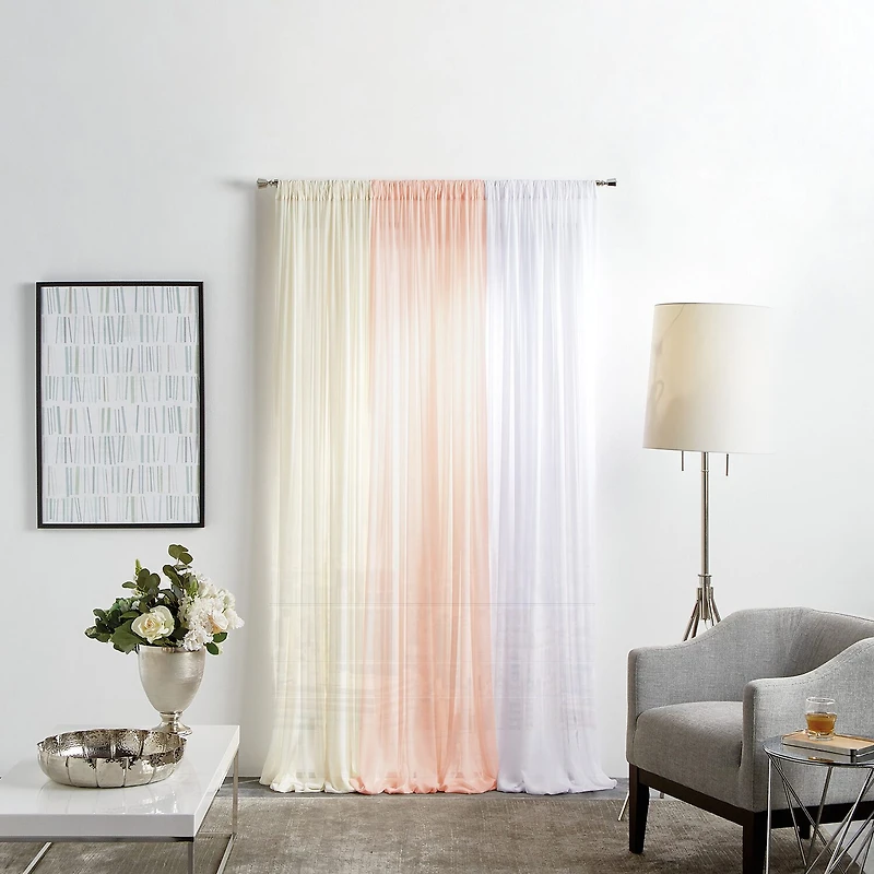 Martha Stewart Glacier Rod Pocket Sheer Set of 2 Curtain Panel