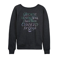Wicked For Good Womens Boat Neck Long Sleeve Graphic T-Shirt