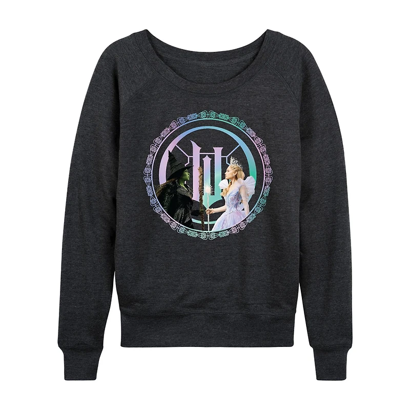 Wicked For Good Womens Boat Neck Long Sleeve Graphic T-Shirt