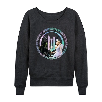 Wicked For Good Womens Boat Neck Long Sleeve Graphic T-Shirt