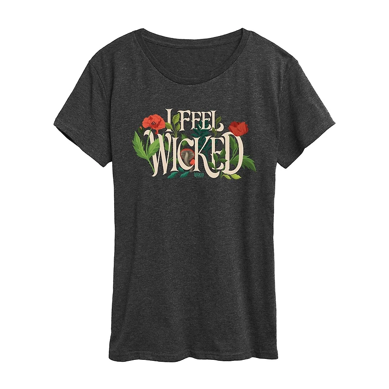 Womens Crew Neck Short Sleeve Regular Fit Wicked Graphic T-Shirt