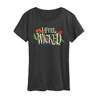Womens Crew Neck Short Sleeve Regular Fit Wicked Graphic T-Shirt
