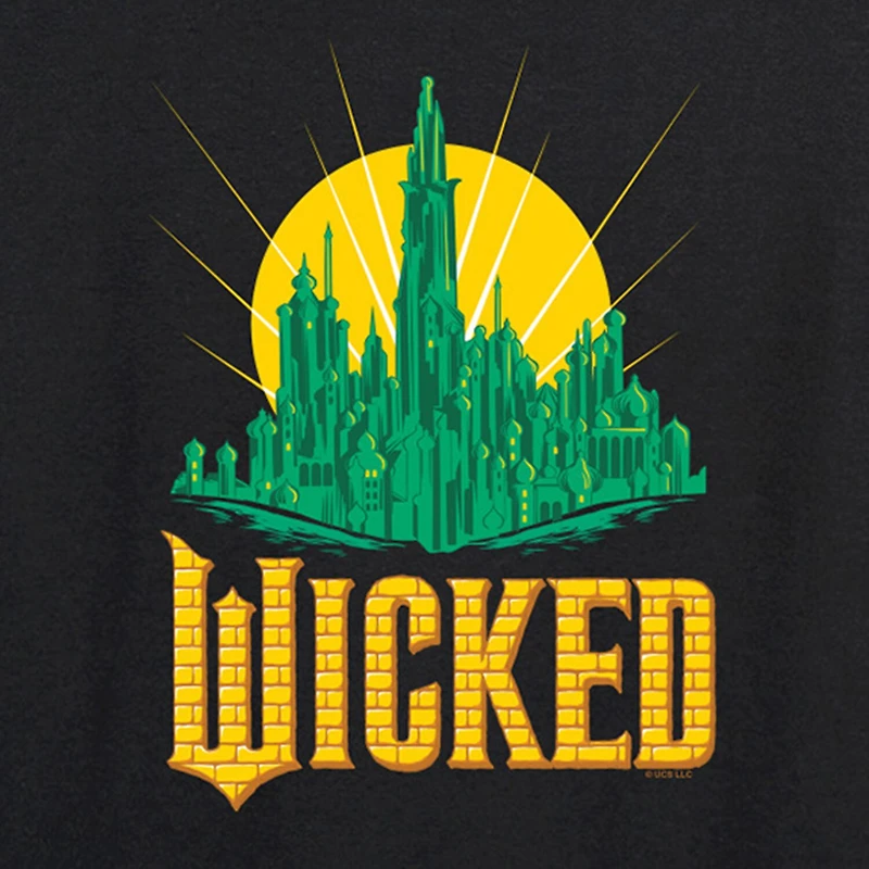 Emerald City Womens Boat Neck Long Sleeve Wicked Graphic T-Shirt