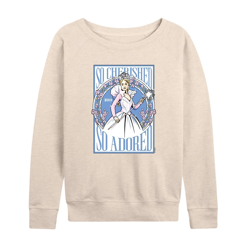 Glinda Poster Womens Boat Neck Long Sleeve Wicked Graphic T-Shirt
