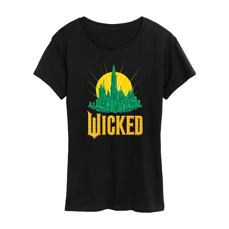 Emerald City Womens Crew Neck Short Sleeve Regular Fit Wicked Graphic T-Shirt