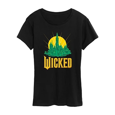 Emerald City Womens Crew Neck Short Sleeve Regular Fit Wicked Graphic T-Shirt