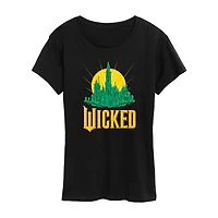 Emerald City Womens Crew Neck Short Sleeve Regular Fit Wicked Graphic T-Shirt