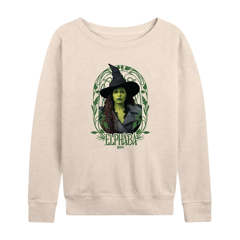 Elphaba Frame Womens Boat Neck Long Sleeve Wicked Graphic T-Shirt