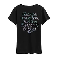Wicked For Good Womens Crew Neck Short Sleeve Regular Fit Graphic T-Shirt