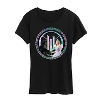 Wicked For Good Womens Crew Neck Short Sleeve Regular Fit Graphic T-Shirt