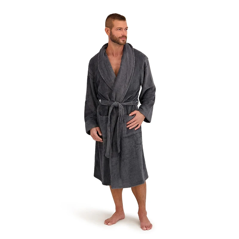 Hanes Mens Fleece Long Sleeve Knee Length Robe