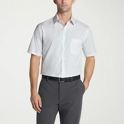 Van Heusen Poplin Mens Regular Fit Easy Care Wrinkle Free Short Sleeve Dress Shirt