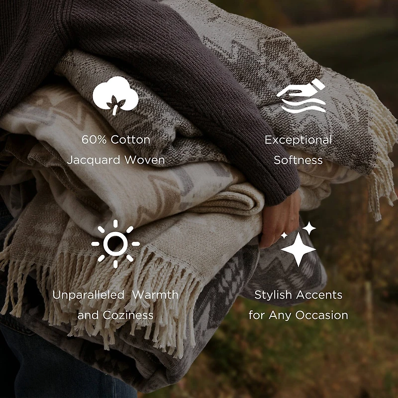 Woolrich Alberta Cotton Blend Jacquard Blanket