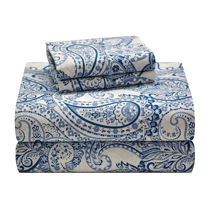 Pontehaven 200 Thread Count Printed Cotton Percale Sheet Set