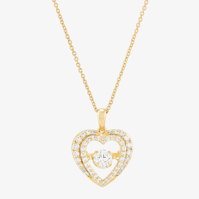 Limited Quantities! Womens CT. T.W. Lab Grown White Diamond 14K Gold Over Silver Heart 18 Inch Pendant Necklace