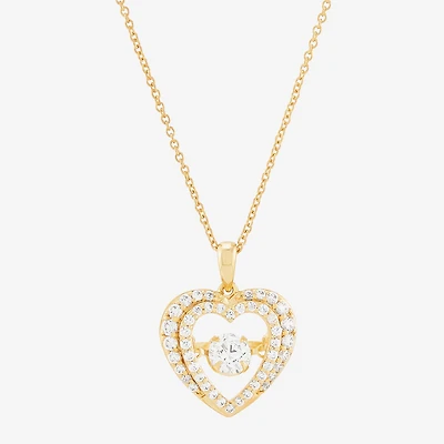 Limited Quantities! Womens CT. T.W. Lab Grown White Diamond 14K Gold Over Silver Heart 18 Inch Pendant Necklace