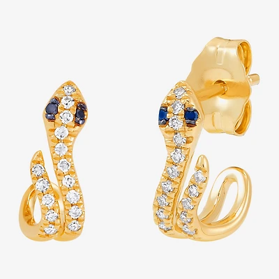 Midnight Black Limited Quantities! Snake Womens 1/10 CT. T.W. Natural Black Diamond 14K Gold 10.7mm Hoop Earrings