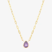 Limited Quantities! Womens Genuine Purple Amethyst 14K Gold Pear 17 Inch Pendant Necklace