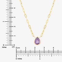 Limited Quantities! Womens Genuine Purple Amethyst 14K Gold Pear 17 Inch Pendant Necklace