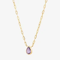 Limited Quantities! Womens Genuine Purple Amethyst 14K Gold Pear 17 Inch Pendant Necklace