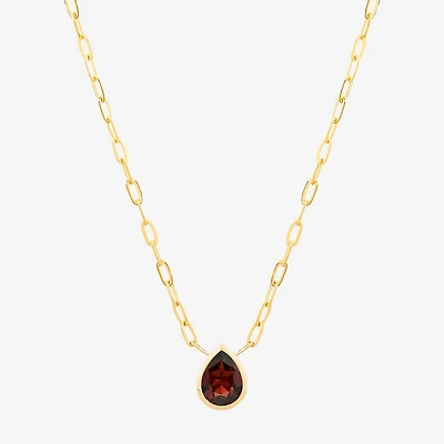 Limited Quantities! Womens Genuine Red Rhodolite 14K Gold Pear 17 Inch Pendant Necklace