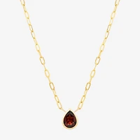 Limited Quantities! Womens Genuine Red Rhodolite 14K Gold Pear 17 Inch Pendant Necklace