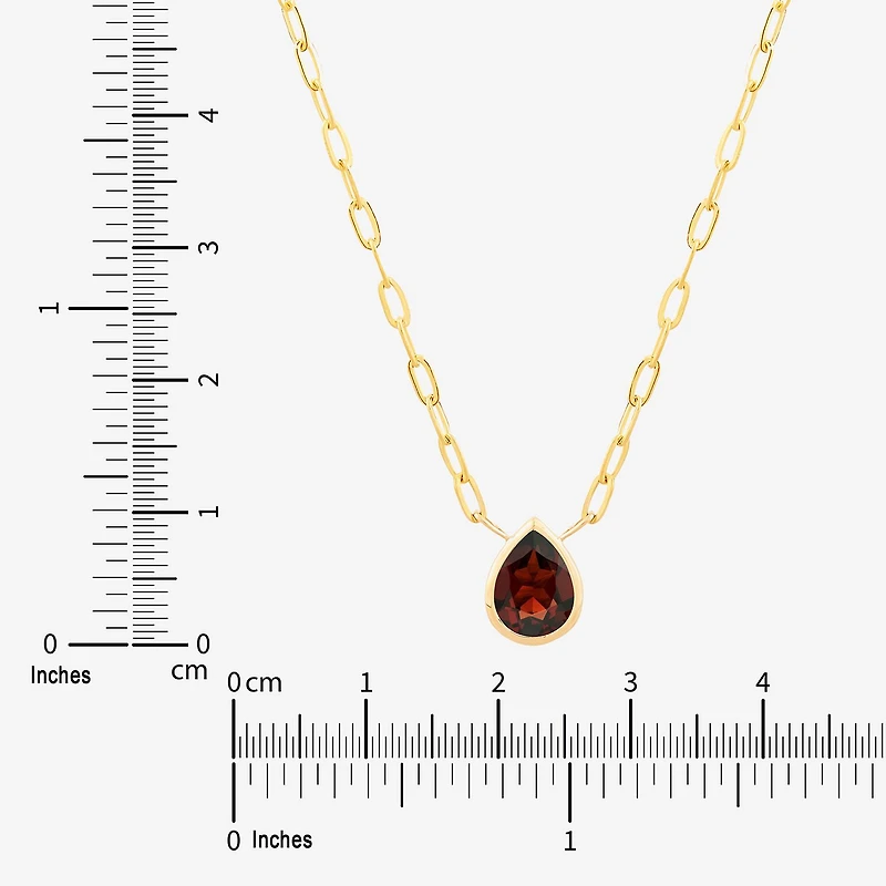 Limited Quantities! Womens Genuine Red Rhodolite 14K Gold Pear 17 Inch Pendant Necklace