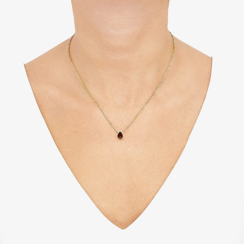 Limited Quantities! Womens Genuine Red Rhodolite 14K Gold Pear 17 Inch Pendant Necklace