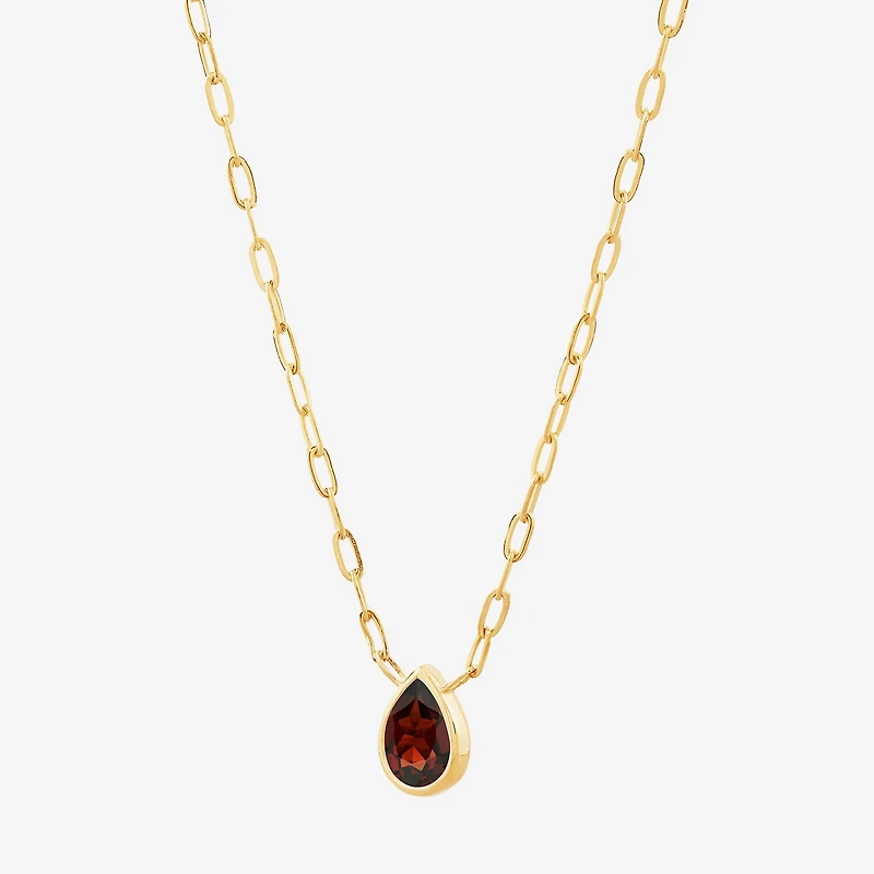 Limited Quantities! Womens Genuine Red Rhodolite 14K Gold Pear 17 Inch Pendant Necklace