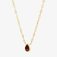 Limited Quantities! Womens Genuine Red Rhodolite 14K Gold Pear 17 Inch Pendant Necklace