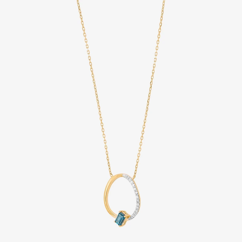 Limited Quantities! Womens 1/10 CT. T.W. Genuine Blue Topaz 10K Gold Circle 17 Inch Pendant Necklace