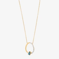Limited Quantities! Womens 1/10 CT. T.W. Genuine Blue Topaz 10K Gold Circle 17 Inch Pendant Necklace
