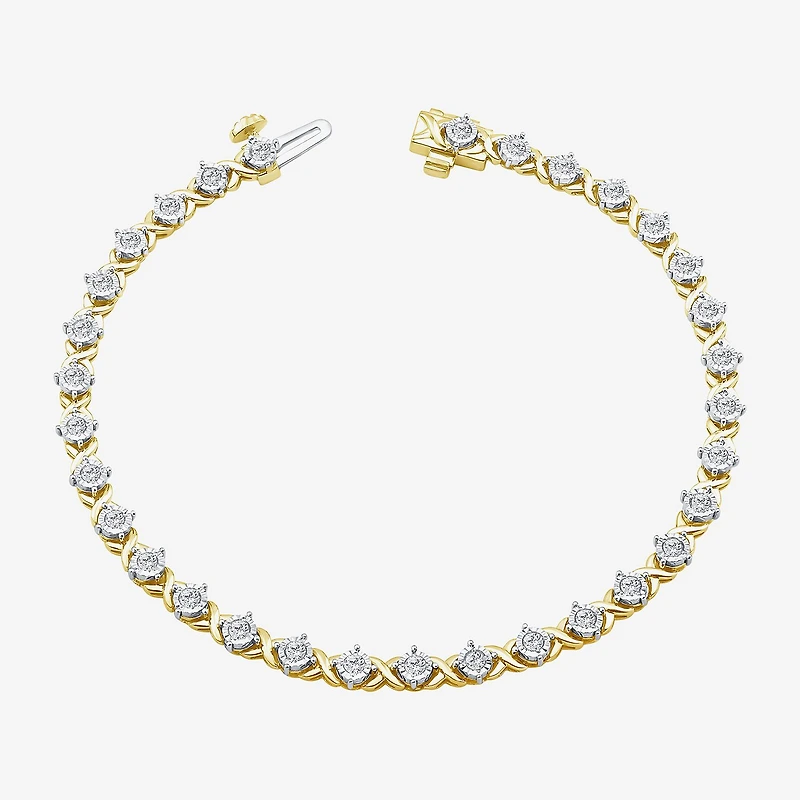 (I,I1) Womens 1 1/10 CT. T.W. Lab Grown White Diamond 10K Gold 8 Inch Tennis Bracelet